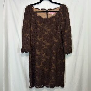 Oscar de la Renta Floral Embroidery Lace Sheath Silk Vintage Dress Sz 4